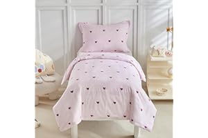 JHCHMX Cot Bed Duvet Cover Set,Purple Star Pattern Toddler Bedding Set For Girls,Soft Reversible Duvet Cover with Pillowcase Kids Bedding Set-120x150cm