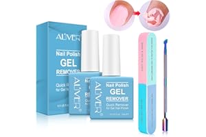 BIEYOC Gel Nail Polish Remover 2 Pack, Gel Polish Remover in 2-5 Minutes, Quickly & Easily Remove Gel Nail Polish with Scraper Cuticle Pusher Tools + Nail File, No need for Foil, Soaking Or Wraping