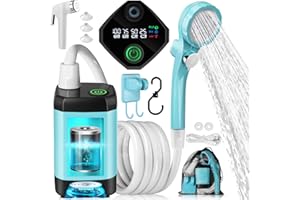AUTOPkio Douche Camping Portable, Douche Extérieure Améliorée avec Batterie Rechargeable 4500mAh & Pompe IPX7 Imperméable pour Plage, Randonnée, Lavage de Voiture