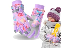 JAYIDAMAI Skihandschuhe Kinder Wasserdicht Winter Ski Handschuhe für Mädchen Jungen 4-12 Jahre, Fleece Warm Winterhandschuhe, PU Palme Winddichte Schneehandschuhe für Skifahren Snowboarden Rodeln Radfahren