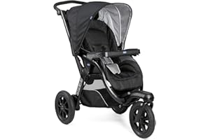Chicco, Poussette Activ3 à 3 roues, fonctionnelle et facile à conduire sur tous les terrains, siège large, dossier inclinable, fermeture rapide et pratique, amortisseurs réglables, 0 mois plus, noir