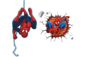 KIBI STORE Kibi 2 PCS 3D Adesivo Muro Adesivo da Parete Adesivi Murali Camera da Letto Stickers Muro Camera Da Letto Bambini Stickers Muro Uomo-Ragno Idea Regalo