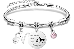 COEROW Initial Letters Horse Bracelets Just A Girls Who Loves Horse Horse Bracelet for Women Girls