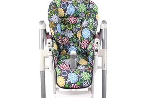 NINNA-NANNA BY BAMBINIWELT Housse de coussin de rechange pour chaise de salle à manger Peg Perego Prima Pappa Motif fleurs multicolores Gris
