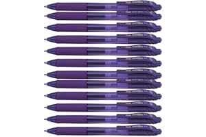 Pentel Lot de 12 BL107 EnergelX Rollers gel rétractable pointe 0,7 mm Violet