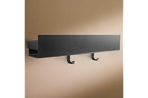 DESIGNFABRIK HAMBURG Design Amburgo Mensola doccia senza foratura I Porta sapone per doccia | Mensole Bagno I Portasapone doccia I Mensola Adesiva da Parete I 2 Ganci | Mensola bagno nero 42 cm