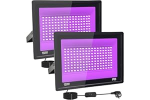 TKDAKSY 2 Pièces 150W Lumiere Noire LED, IP66 Etanche Projecteur lumière noire UV, 395-400 nm Projecteur lumière noire Avec interrupteur pour fête lumineuse, Halloween, Body Painting, Bar, Aquarium, Halloween