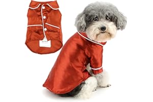 Zunea Faux Silk Dog Pyjamas Shirts for Small Medium Size Dogs Soft Lapel Puppy Sleepwear Clothes Two-Legged Pajamas T Shirt Indoor Pjs Outfits Pet Holiday Party Apparel Burgundy 3XL