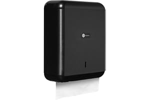 BLANCO PLATA Dispensador de Papel secamanos, hasta 600 Toallas de Papel Zig Zag de Capacidad, Fabricado en ABS,Incluye Llave de Seguridad para reponer en baños públicos Color Negro