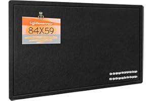 LIGHTOMORROW Bulletin Board, 84 x 59 Centimeters Felt Board - Decorative Pin Board, Cork Board Alternative for Wall, Foldable Picture Board Self-Adhesive Vision Board Prayer Board with 20 Pushpins - Black