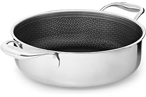 ONYX COOKWARE ONYX padella per stufato, 32 cm, 7 l, con bordo alto, padella per cottura a induzione per tutti i piani cottura, superficie antiaderente antigraffio, 3 strati di acciaio inossidabile/alluminio, senza