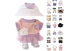 LILIHOT Puppe Original 17cm Plüsch Bekleidung,Puppenbekleidung Niedliches Mini Kuscheltier Outfit mit DIY Pullover Hoodie Bekleidungszubehör,Ideales Kinder Geschenk