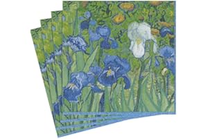 Caspari 13670L Van Gogh Irises-Tovaglioli di Carta, Verde