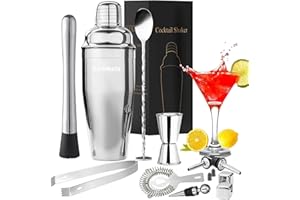 VOMKELA Cocktail Set 750 ml Cocktail Shaker, 24 Pieces Bar Accessories Coctail Mixer Bartenders Friends Jigger, Boston Shaker Bartender Set Decoration for Men Women