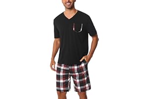 Uniexcosm Ensemble de Pyjama Été Pyjama Homme Coton Court Pyjama Homme Pantalon Manches Courtes
