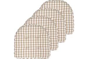 Sweet Home Collection Cojín de espuma viscoelástica para silla, con capitoné, parte trasera de goma antideslizante, en forma de U, 17 x 16 pulgadas, 4 unidades (paquete de 1), color gris topo/blanco a