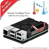 MakerHawk Raspberry Pi 2B / 3B / 3B + Custodia in Metallo con Armatura con Doppia Ventola di Raffreddamento, dissipatore…