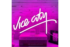 PILOYINDE Gta Neon Vice City Néon Gta Enseigne Lumineuse Décor De Jeu Neon Mural Jeu Neon Gaming Pour Salle De Jeux Décoration Murale Bar Chambre（Rose)