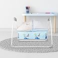 R for Rabbit Fabric Baby Cradle Automatic Swing With 5 Point Safety Harness, Remote Control, Mosquito Net, Soothing Musical, Extra Cushion, Kids Bassinet For Baby Age 0-2 Years (Blue)