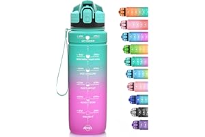 Niggeey Botella de Agua 2l, 1500ml, 1000ml, 700ml, 500ml Botella Agua Deporte, Botella Agua Motivacional, Botella Deportiva Tritan de Plástico Sin BPA & Prueba de Fugas, para Niños, Sport, Bicicleta