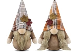 Gehydy Deko Herbst Wichtel Figuren 2er Set Herbstdeko Wichtel Dekoration Autumn Zubehör für Home Küche 18cm