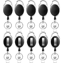 GBACHOOSE Sleutelhangers, uittrekbaar, 30 stuks, zwart, karabijnhaak, ID-kaart, badge-clips voor identiteitskaarten, naamkaarthouders, sleutelkaarten