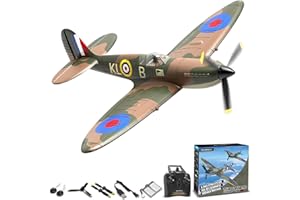 volantexrc Avión RC de 4 Canales Spitfire RC Fighter Toy, 2,4 GHz, estabilizador giroscópico de 6 Ejes, Planeador RTF con 2 baterías, Adecuado para Adultos, niños, Principiantes para Volar