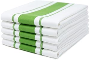 Sticky Toffee Gestreifte Geschirrtücher 100% Baumwolle | 5er Set | Grün Streifen | 50 x 70 cm | Saugfähige Restaurant Bar Glas Küchenwäsche