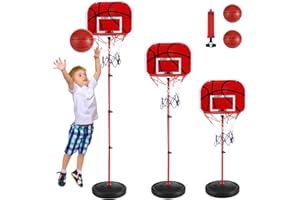 VVHIPPO Canestro Basket Bambini, Canestro Basket Esternocon 2 Palloni da Basket e una Pompa, Canestro Basket Regolabile in Altezza, per Bambini dai 3 agli 8 Anni, per Canestri da Basket Indoor e Outdoor