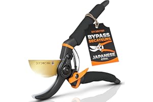DIY Doctor Ultra Sharp Heavy Duty Bypass Garden Secateurs with SK-5 Carbon Steel Blade & Teflon Coating – Garden Shears, Pruning Shears, Garden Scissors, Secateurs & Pruning Scissors - Black
