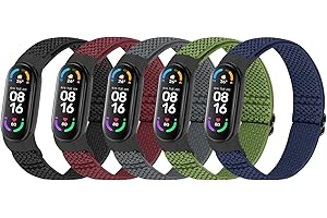 WNIPH Pasek zastępczy kompatybilny z Xiaomi Mi Band 7 / Mi 6 / Mi 5 / Amazfit Band 5, Xiaomi Mi Band 7, regulowany, elastyczny, nylonowy pasek do zegarka, 5 sztuk