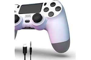 RYTM Wireless Controller for PS4, Bluetooth High Performance Gamepad, Support Dual Motor Feedback | Headphone Jack | 6-Axis Sensor | Touch Pad, Compatible with Playstation 4/Slim/Pro/Pc, White