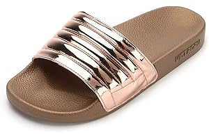 VICT POPU Claquettes de Plage et Piscine Femme Sandales Plates de Bain Douche Chaussons été Antidérapant Pantoufles