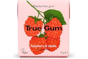 ‎TRUE GUM True Gum, Plastikfreier Kaugummi, Himbeere & Vanille, Vegan, 21 g