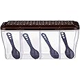 RILION Multipurpose Plastic 4 In 1 Masala Box for Kitchen, Transparent Pickel Box, 4 Compartment Storage Container Airtight For Cereal, Dry Fruits Dabba1800 Ml with 4 Spoons(Brown)