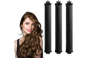 GUEGINE Heatless Hair Curlers Overnight Blowout Rods Heatless Curling Rod Diy Hair Styling Tools Hair-Friendly Overnight Curls Jumbo Rods for All Hair Types 3PCS(Black)