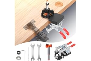 KHCY 35mm Cabinet Hinge Jig,Hinge Jig Drilling Hole Puncher, Hinge Jig 35mm Hole Opener, Upgraded Aluminum Alloy Double Clamp for Door Concealed Installation