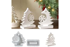 TREABEAR 2 stampi in silicone a forma di albero di Natale, stampi in silicone, per versare albero di Natale con fiocco di neve, in gesso per versare stampi natalizi