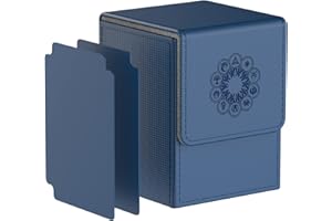 Pulchra Estuche para TCG, Magnetic Flip Box con 2 Divider, Tamaño Grande para 110 Cartas, Deck Box - Dado Diseño (Elemental Design, Azul)
