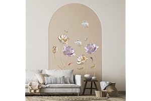 Tanlaby 3D Blume Wandtattoo Lotusblumen Wandsticker Bunte Blüten und Karpfen Wandaufkleber für Wohnzimmer Schlafzimmer Büros Sofa Hintergrund Hause Wanddekoration