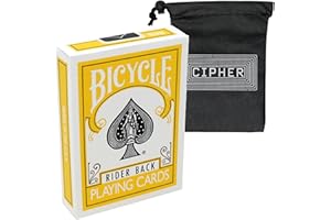 BICYCLE AND CASCADE JUGGLING Coloured Bicycle Playing Cards - Classic Rider Back Design- Includes Cascade Card Bag (Yellow)