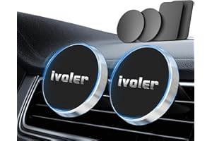 ivoler Magnetyczny uchwyt samochodowy na telefon, uchwyt na telefon, uchwyt na telefon do samochodu, uchwyt na odpowietrznik, magnes, kompatybilny z iPhone, Samsung, Huawei, Xiaomi itp. - srebrny