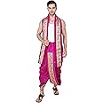 Rameshwaram Fabrics Readymade Dhoti for Men, Velcro Style Stitched Mens Silk Dhoti Pant Set, Free Size
