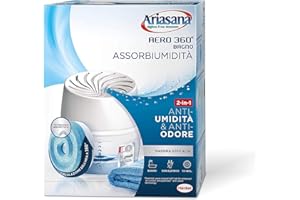 Ariasana Aero 360° Bagno Kit Assorbiumidità, deumidificatore casa non elettrico, assorbi umidità contro condensa, muffa e cattivi odori, 1 dispositivo e 1 ricarica in Tab da 450g