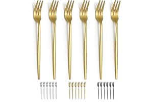 Evanda złoty widelce deserowe pakiet 16,5cm, złoty stal nierdzewna widelce do ciasta, Starter Widelec do owoców, ciasto, ser, Wycieczki Party, kawiarnie, Łatwe do czyszczenia, zmywarka bezpieczne
