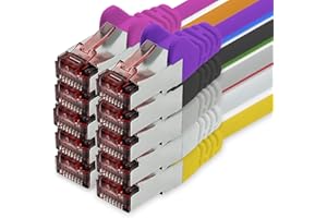 1CONN Cat6 Network Cable 10 x 1 m Colour 10 Ethernet Cable LAN Cable Cat6 LAN Network Cable Sftp Pimf Patch Cable 1000 Mbit s