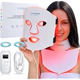 Nourished Bodynskin LED Face Mask, Light Therapy for Face and Neck - Device for Skin Care and Wrinkles - 7 Colors Red and Blu
