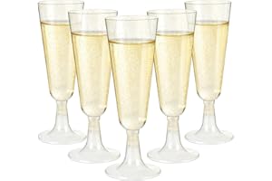 Czemo Flûtes à Champagne en Plastique Réutilisable 20 Verres à Champagne à Paillettes Dorées Coupes à Vin pour Mariages, Anniversaires et Fête