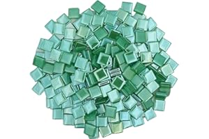 Yuvori Carreaux de mosaïque carrés irisés en verre - 1,5 cm - 0,5 kg - Bricolage - Cadres photo, baignoires, sous-verres, vases - Décoration d'intérieur (vert)