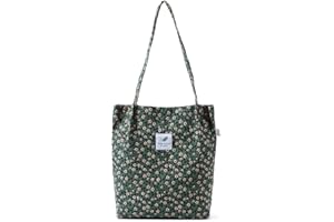 Funtlend Women’s Shoulder Bag, Large Corduroy Bag, Handbag, Shopper, Bag with Handle for University, Work, School, Girls (Brown), style b